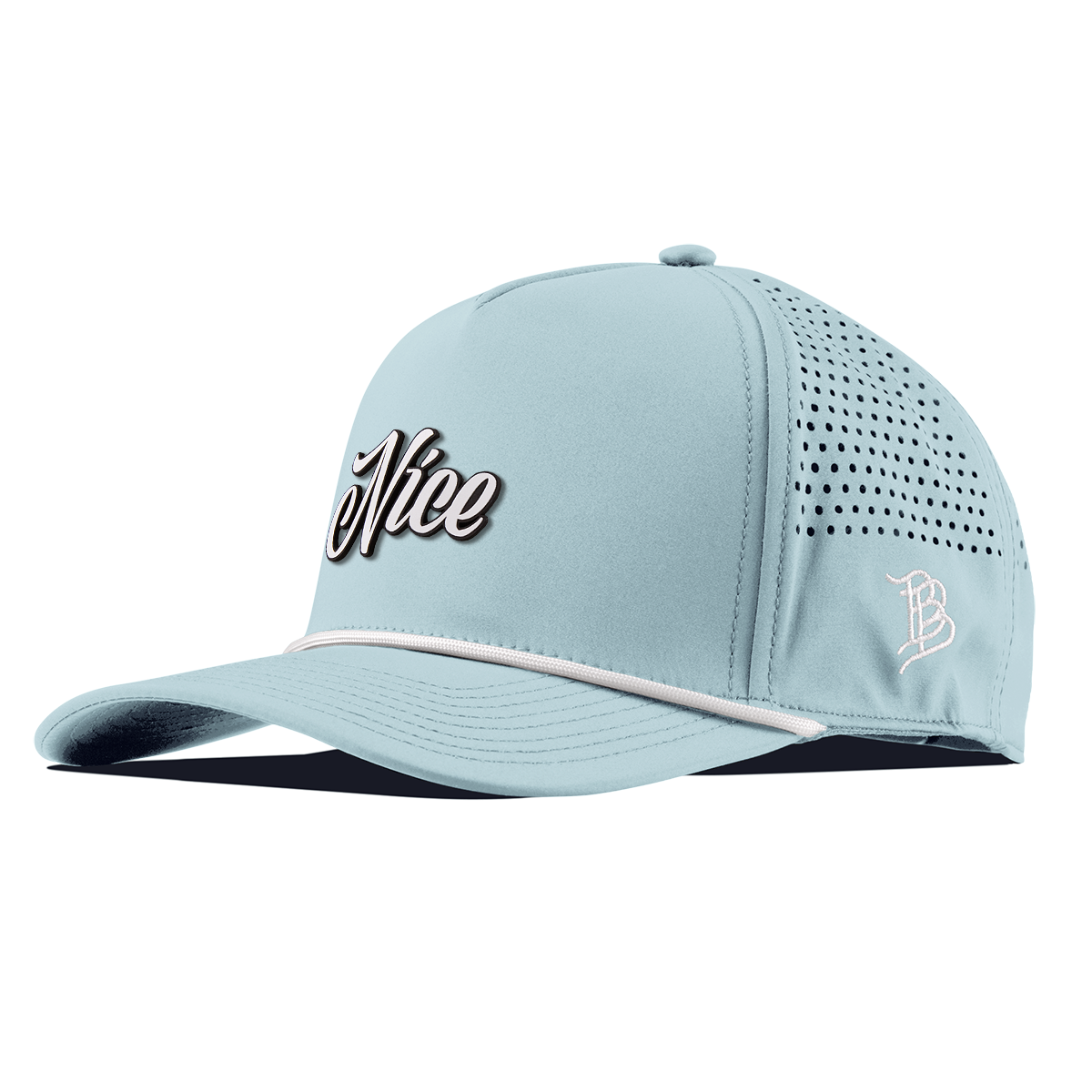 Nice Curved 5 Panel Rope Sky Blue/White