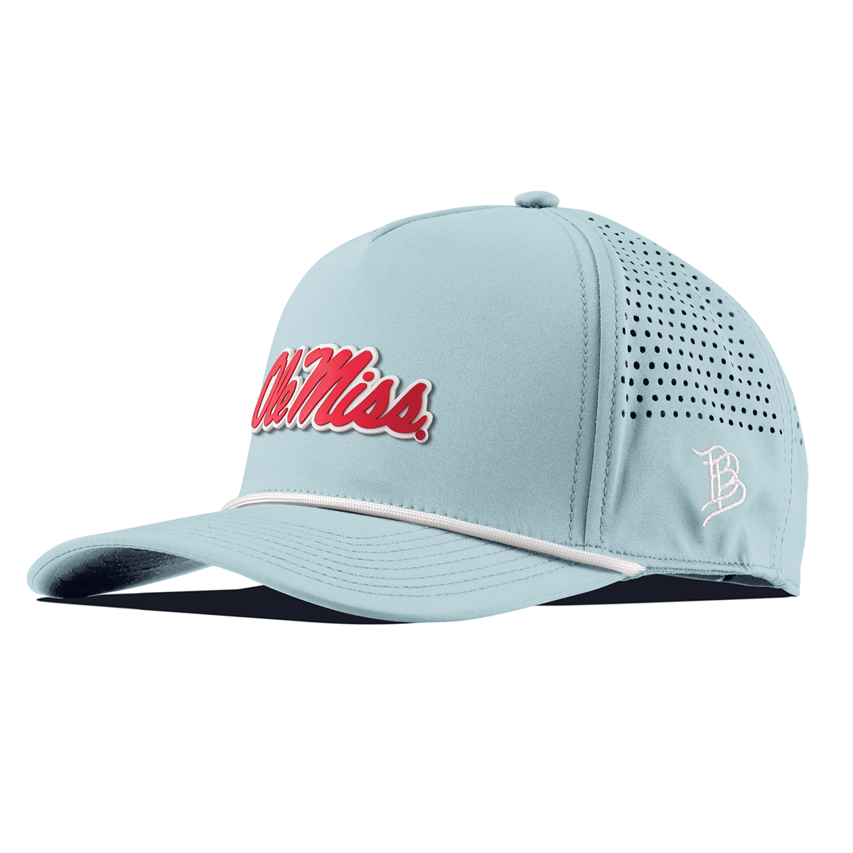 University of Mississippi "Ole Miss Crimson Script" Curved 5 Panel Rope Sky Blue