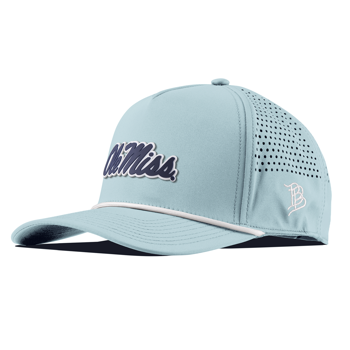 University of Mississippi "Ole Miss Navy Script" Curved 5 Panel Rope Sky Blue