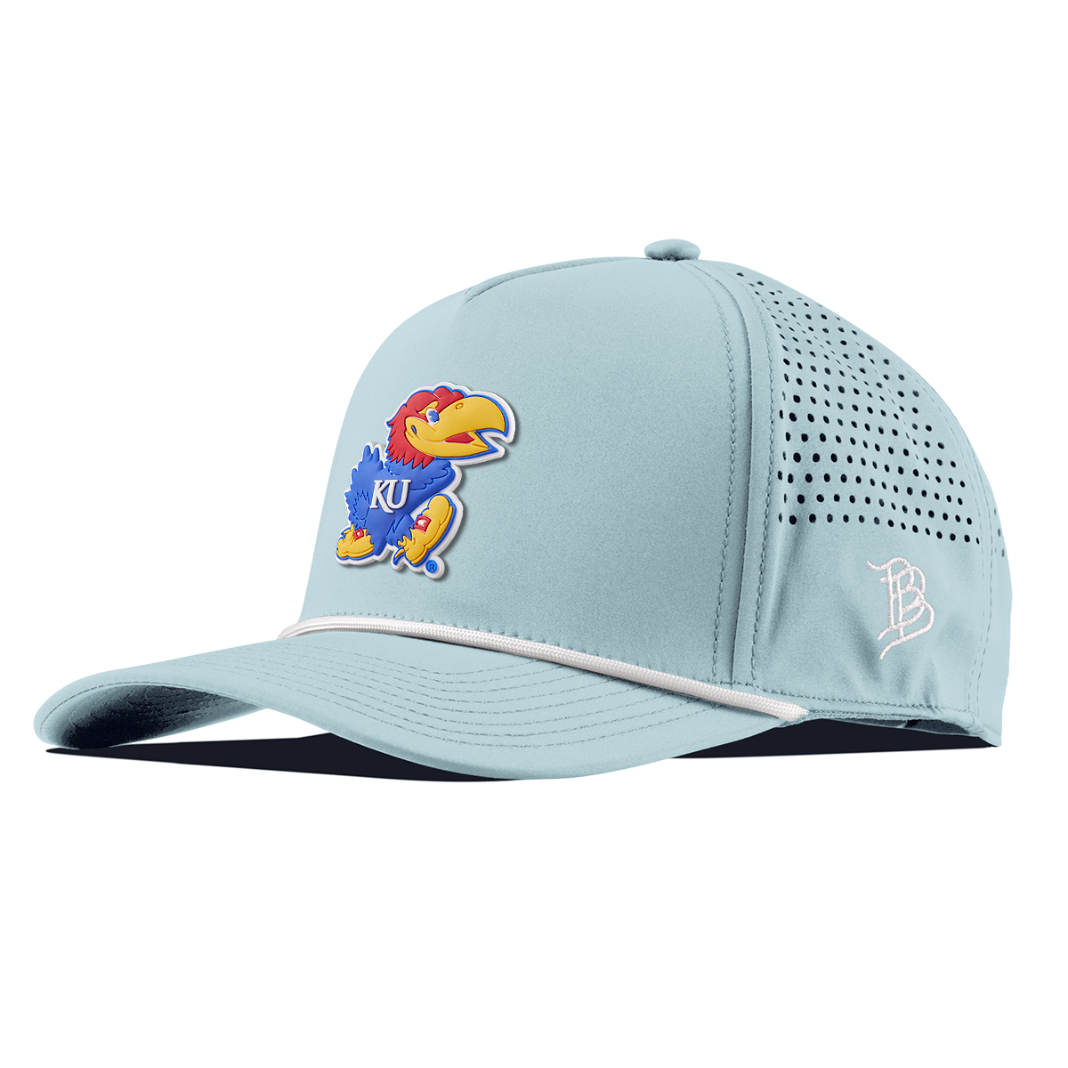 University of Kansas "Rock Chalk Jayhawk" Curved 5 Panel Rope Sky Blue/White