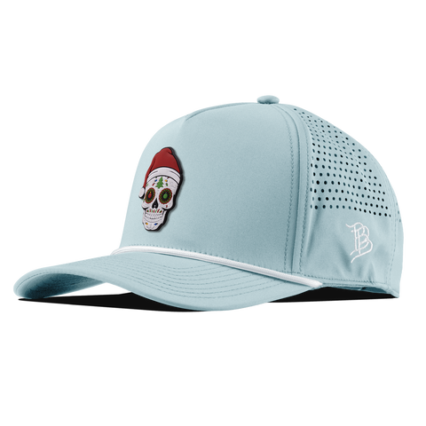 Santa Skull PVC Curved 5 Panel Rope Sky Blue/White