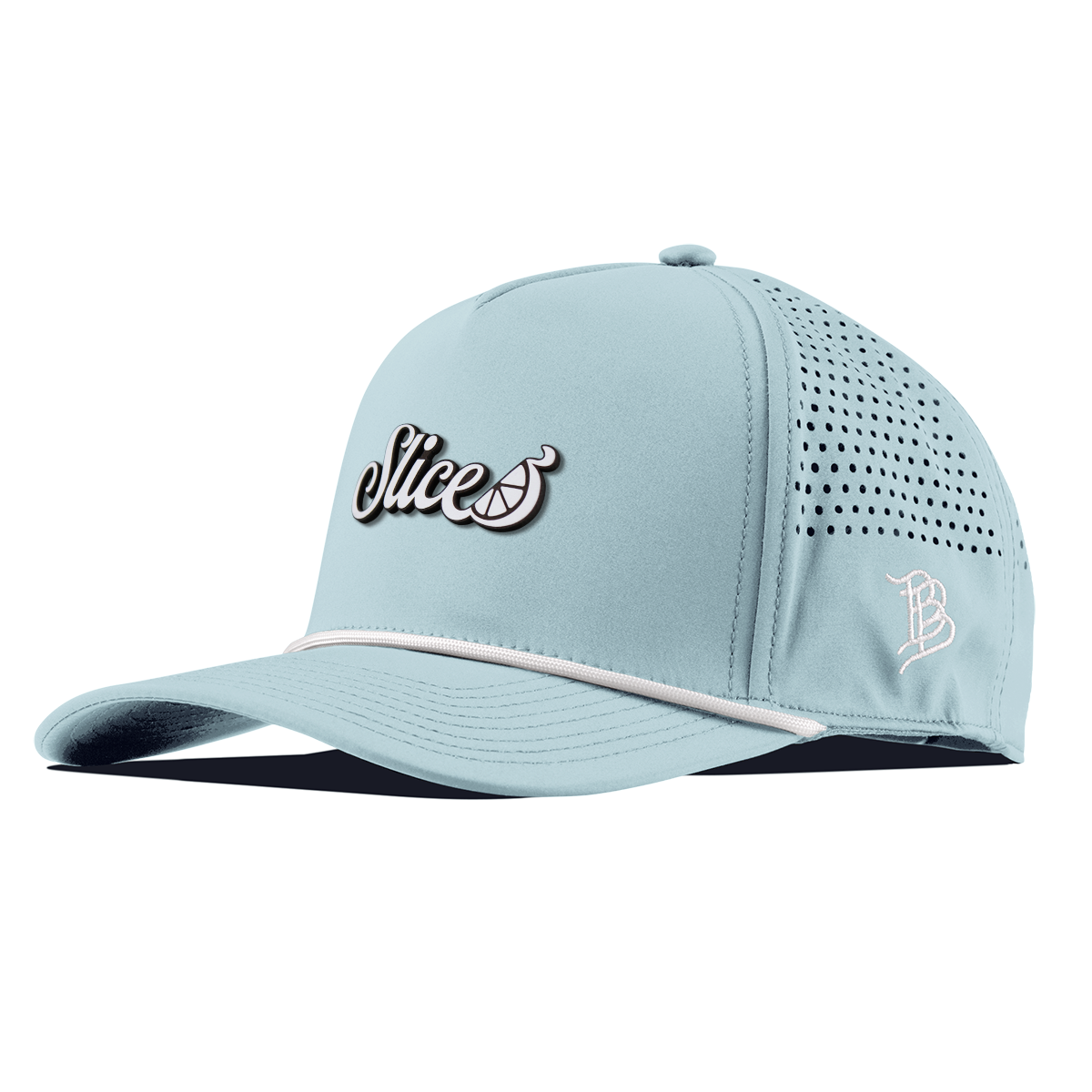 Sliced Script Curved 5 Panel Rope Sky Blue