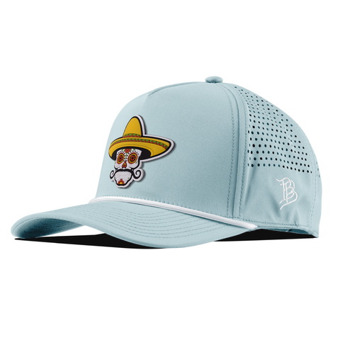 Sombrero Skull PVC Curved 5 Panel Rope Sky Blue