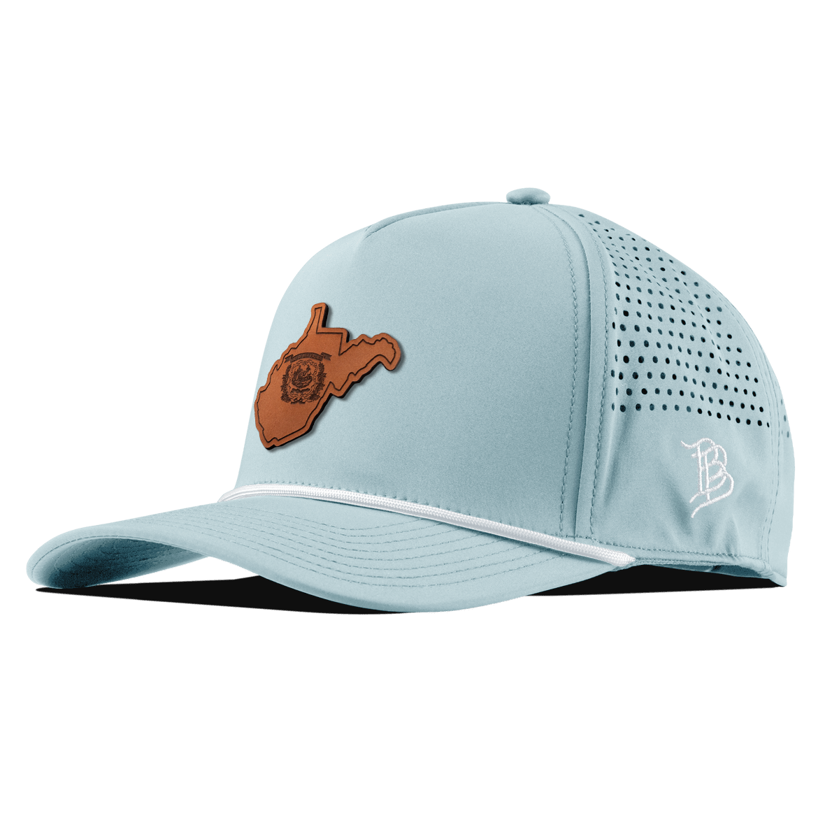 West Virginia 35 Curved 5 Panel Rope Sky Blue/White