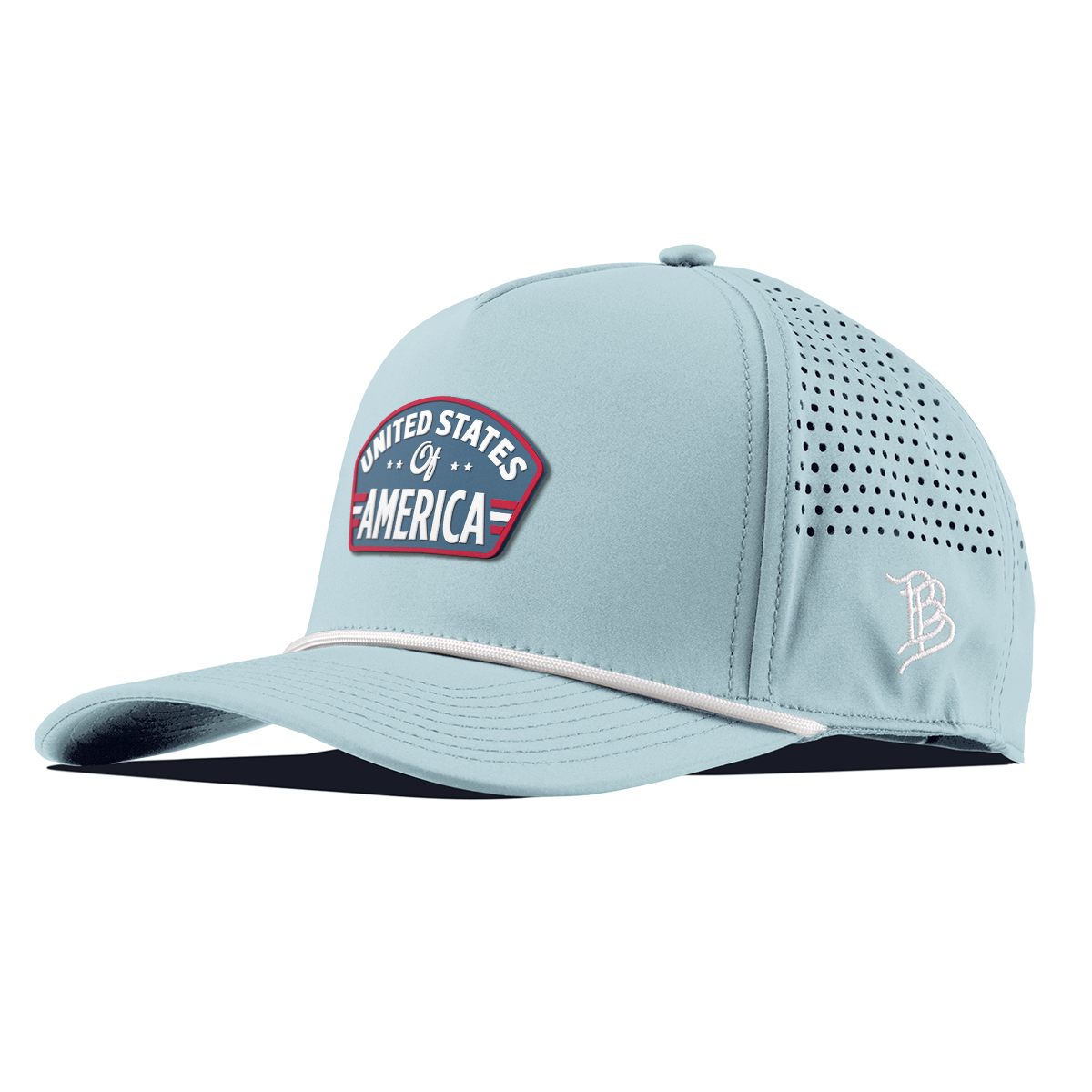United States of America Badge Curved 5 Panel Rope Sky Blue