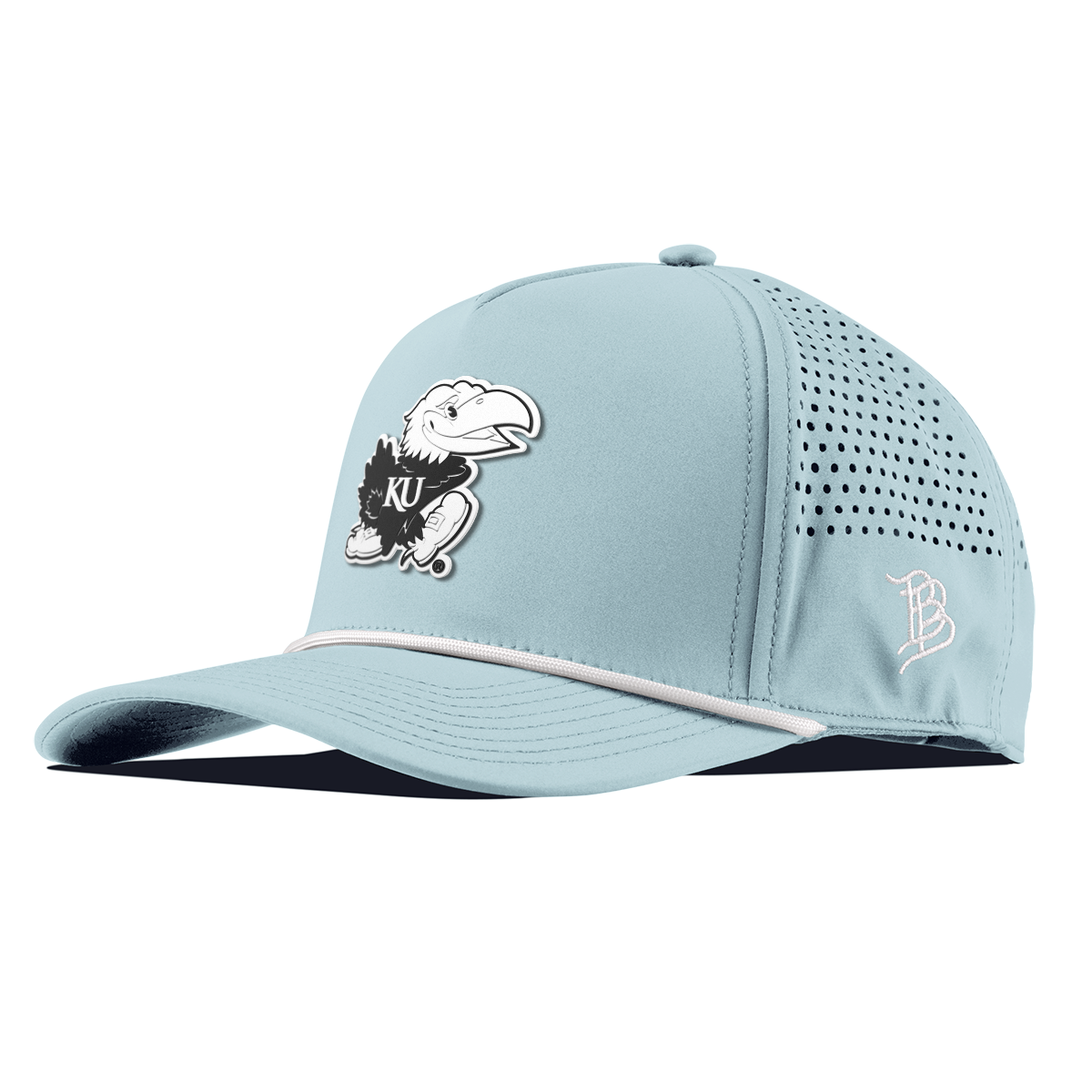University of Kansas "Vintage Jayhawk" Curved 5 Panel Rope Sky Blue