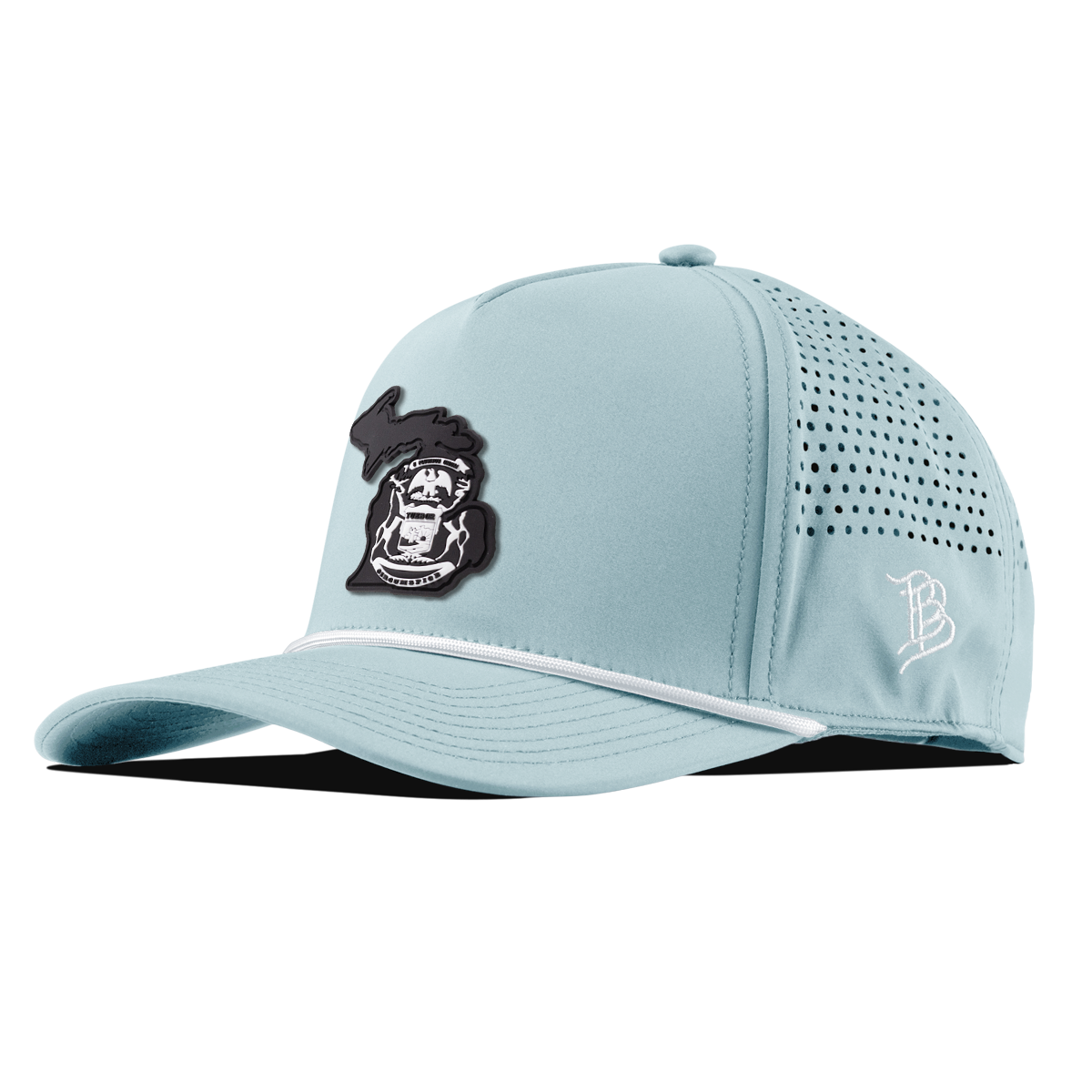 Michigan Vintage Curved 5 Panel Rope Sky Blue/White