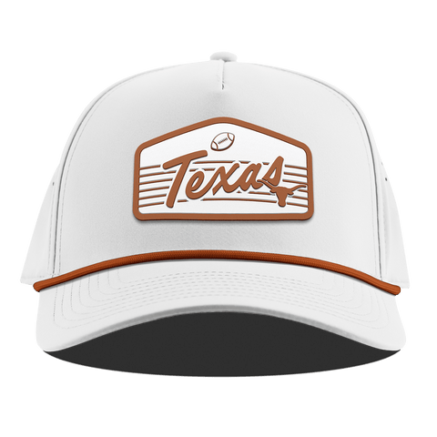 University of Texas "Longhorns Football" Curved 5 Panel Rope White + Burnt Orange Rope