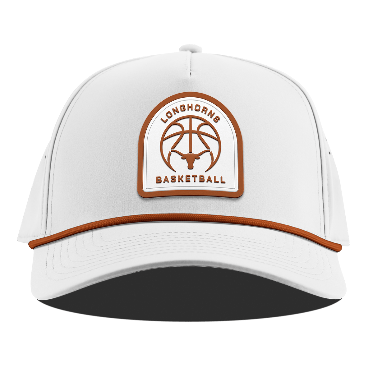 University of Texas "Texas Basketball" Curved 5 Panel Rope White + Burnt Orange Rope