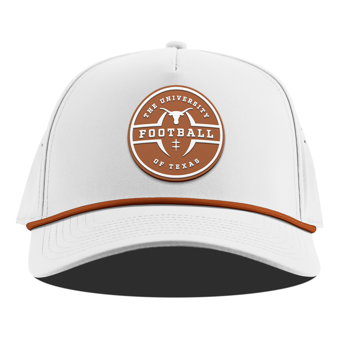 University of Texas "Texas Football Legacy" Curved 5 Panel Rope White + Burnt Orange Rope