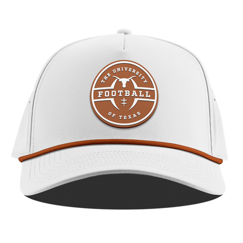 University of Texas "Texas Football Legacy" Curved 5 Panel Rope White + Burnt Orange Rope