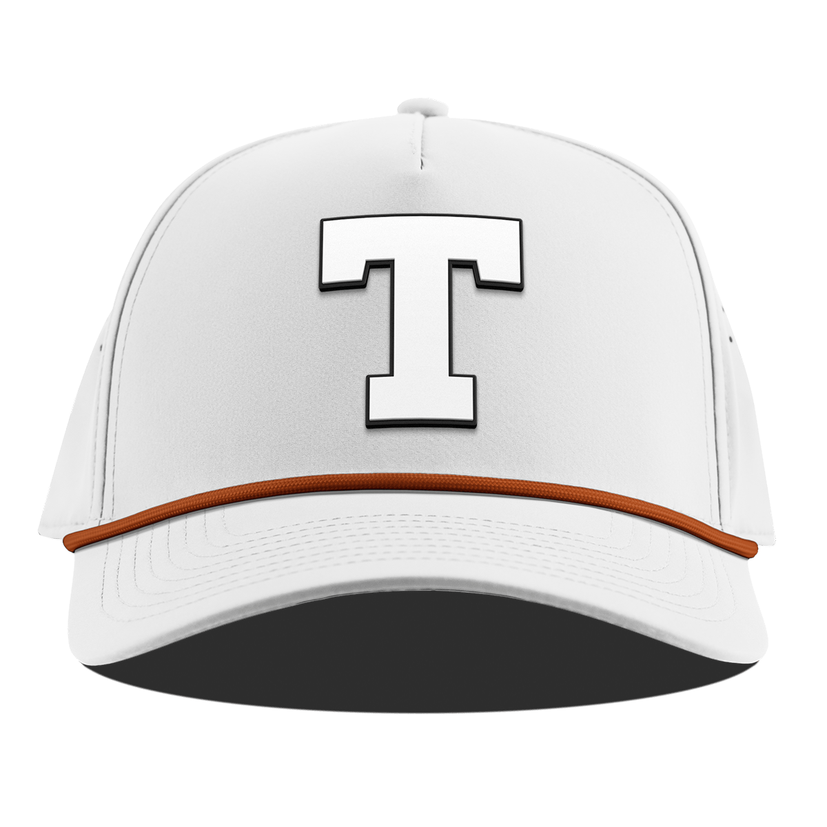 University of Texas "Vintage Texas Team Logo" Curved 5 Panel Rope White + Burnt Orange Rope