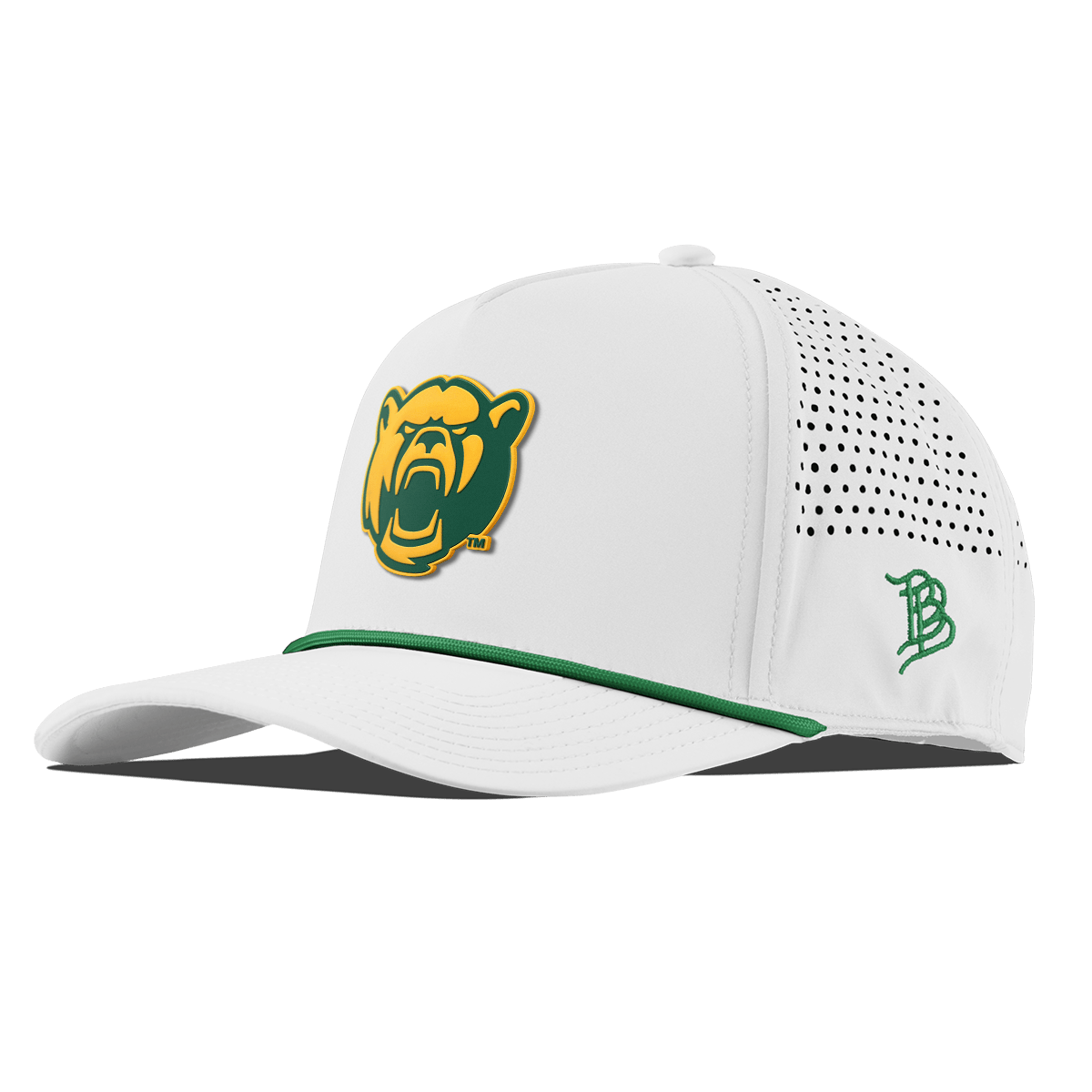 Baylor University "Baylor Bear" Curved 5 Panel Rope White + Kelly Green Rope