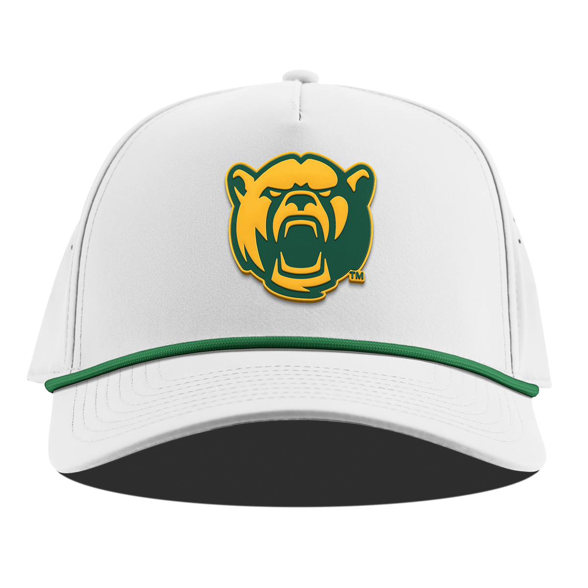Baylor University "Baylor Bear" Curved 5 Panel Rope White + Kelly Green Rope