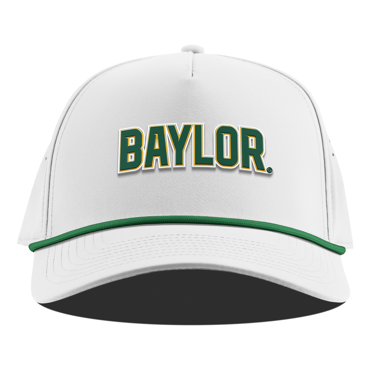 Baylor University "Baylor Block" Curved 5 Panel Rope White + Kelly Green Rope