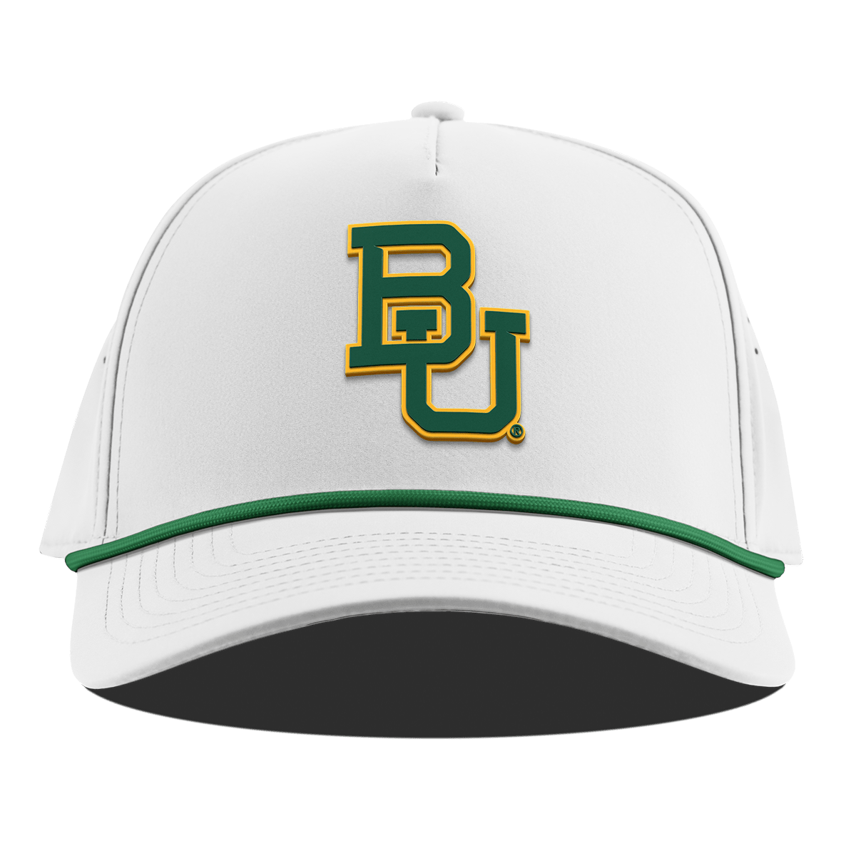 Baylor University "Baylor Team Logo" Curved 5 Panel Rope White + Kelly Green Rope