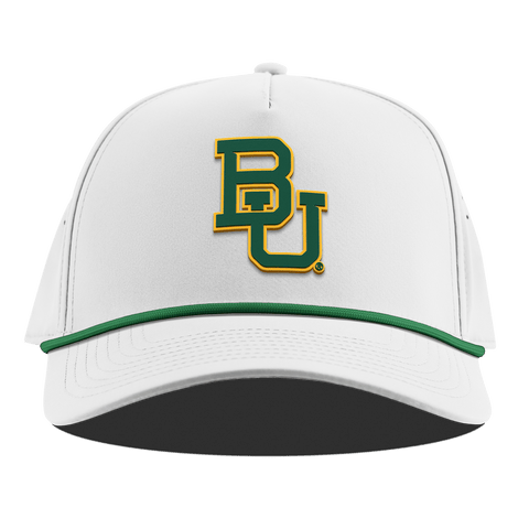 Baylor University "Baylor Team Logo" Curved 5 Panel Rope White + Kelly Green Rope