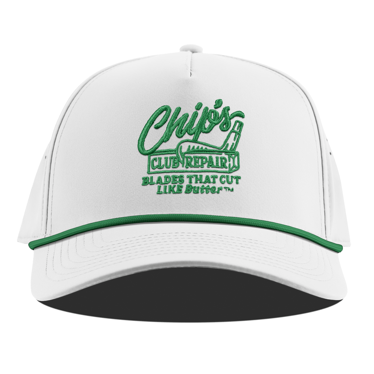 Chip's Club Repair Curved 5 Panel Rope White + Kelly Green Rope