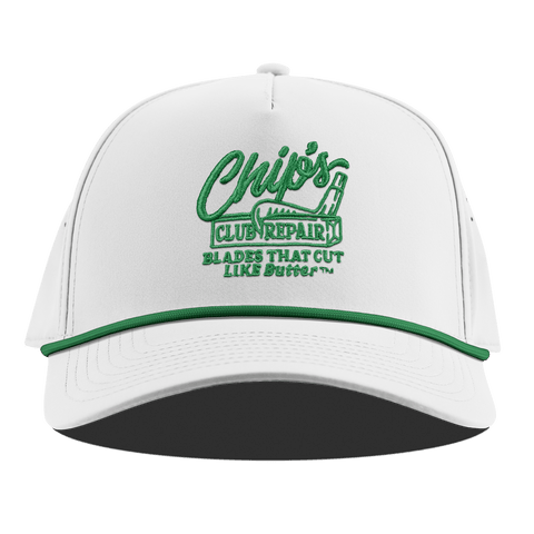 Chip's Club Repair Curved 5 Panel Rope White + Kelly Green Rope