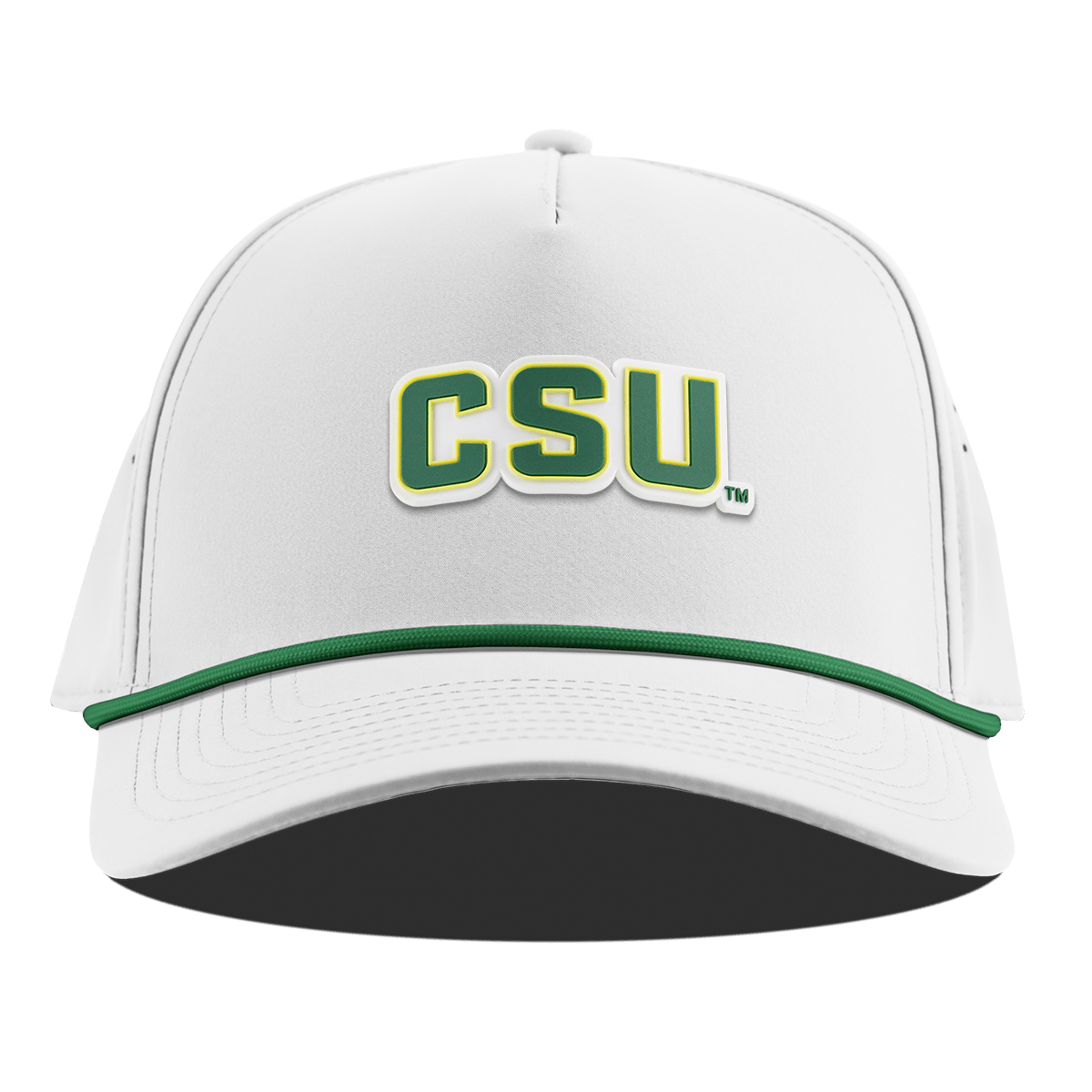 Colorado State University "Colorado State Block" Curved 5 Panel Rope White + Kelly Green Rope