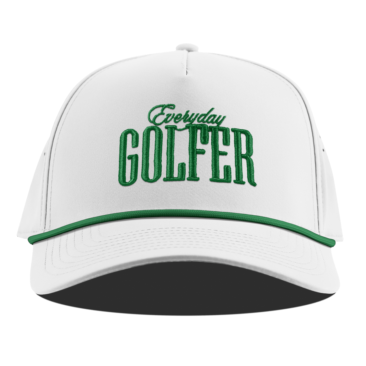 Everyday Golfer Curved 5 Panel Rope White + Kelly Green Rope