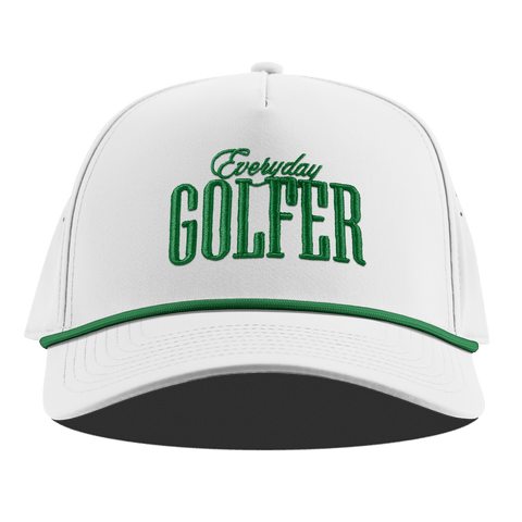 Everyday Golfer Curved 5 Panel Rope White + Kelly Green Rope