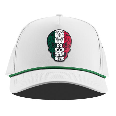 Fiesta Sugar Skull Curved 5 Panel Rope White + Kelly Green Rope