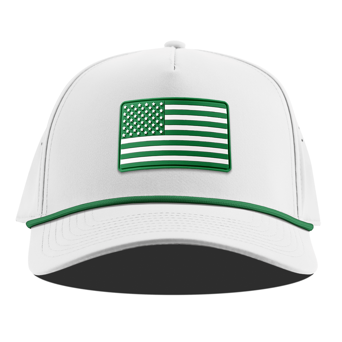 Heritage Old Glory Curved 5 Panel Rope White + Kelly Green Rope
