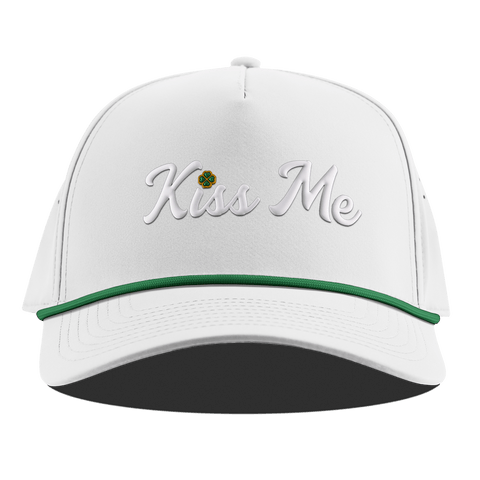 Kiss Me Curved 5 Panel Rope White + Kelly Green Rope