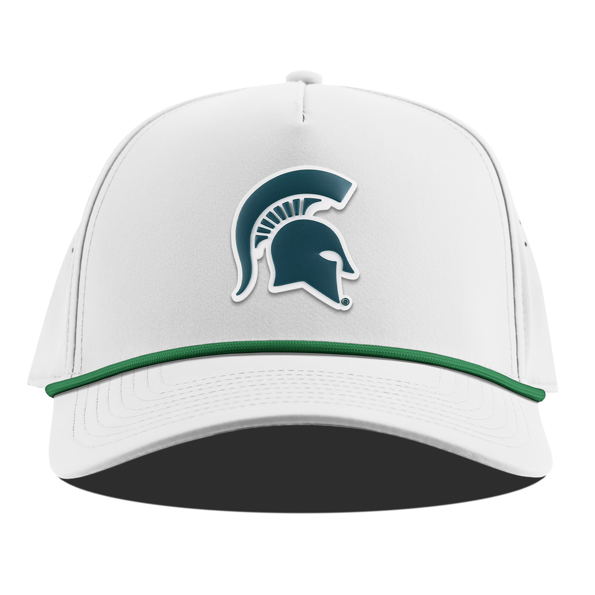 Michigan State University "Michigan State Spartan" Curved 5 Panel Rope White + Kelly Green Rope