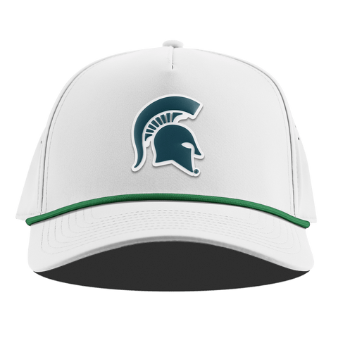 Michigan State University "Michigan State Spartan" Curved 5 Panel Rope White + Kelly Green Rope