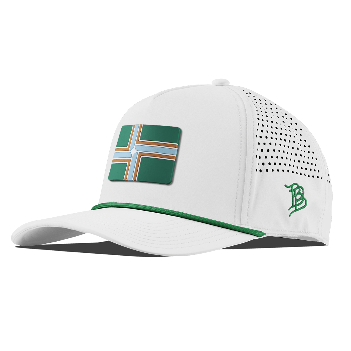 Portland Flag Curved 5 Panel Rope White + Kelly Green Rope