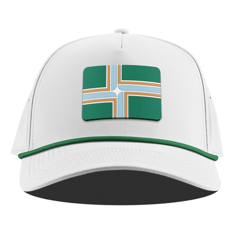 Portland Flag Curved 5 Panel Rope White + Kelly Green Rope