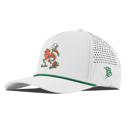 University of Miami "Sebastian the Ibis" Curved 5 Panel Rope White + Kelly Green Rope