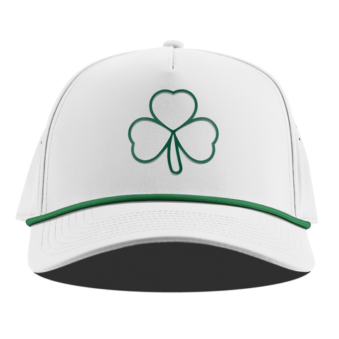 Stacked Shamrock Curved 5 Panel Rope White + Kelly Green Rope