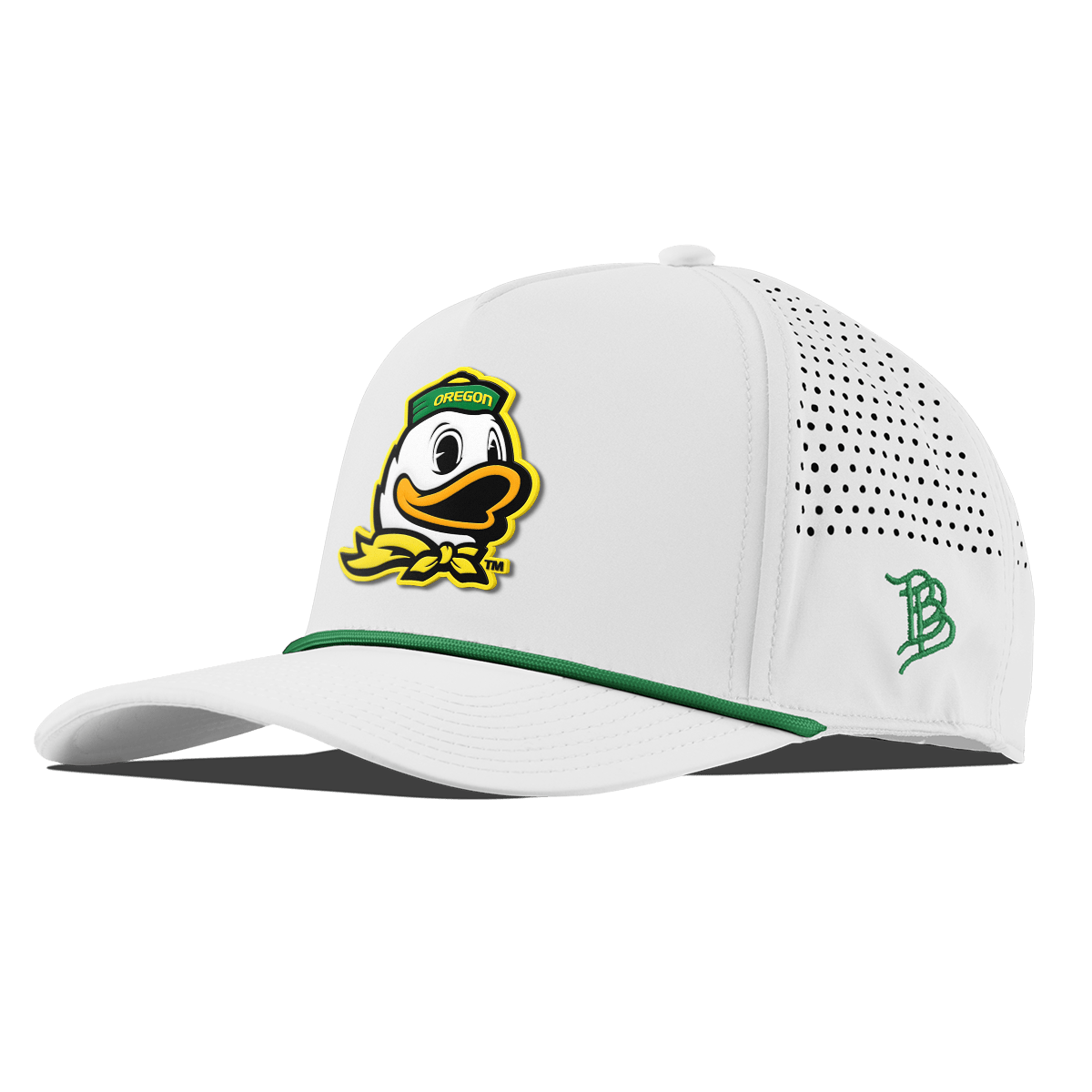 University of Oregon "The Duck" Curved 5 Panel Rope White + Kelly Green Rope + Kelly Green Rope