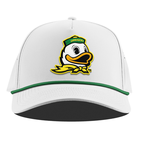 University of Oregon "The Duck" Curved 5 Panel Rope White + Kelly Green Rope + Kelly Green Rope