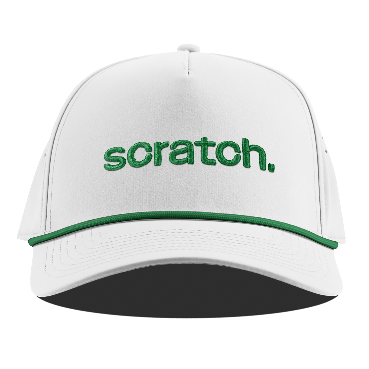 scratch. Curved 5 Panel Rope White + Kelly Green Rope