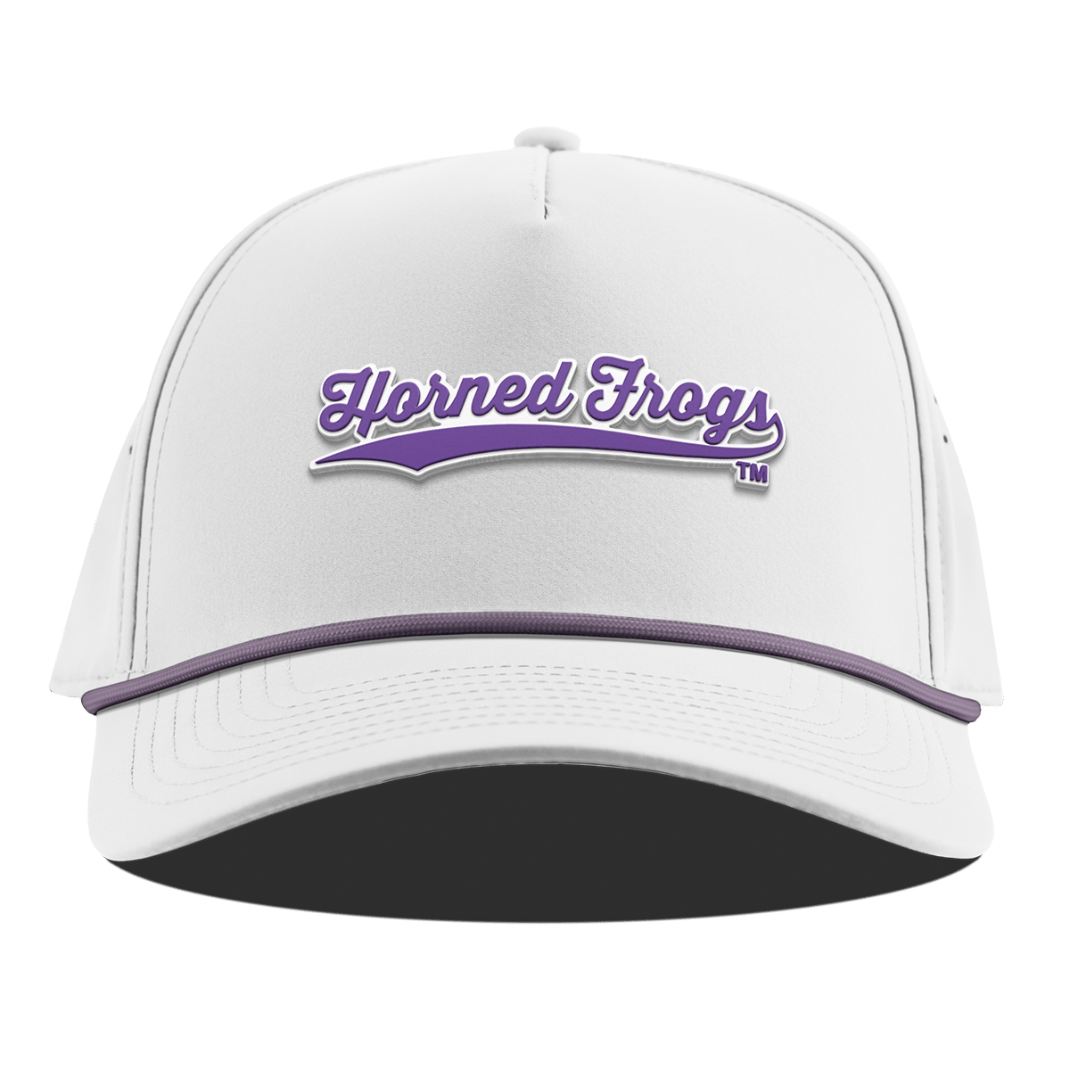 Texas Christian University "TCU Horned Frogs Scripts" Curved 5 Panel Rope White + Purple Rope