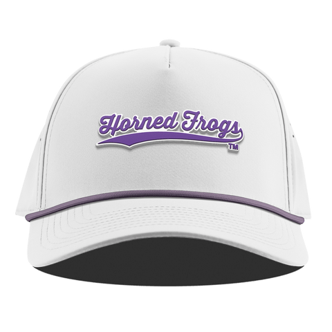 Texas Christian University "TCU Horned Frogs Scripts" Curved 5 Panel Rope White + Purple Rope