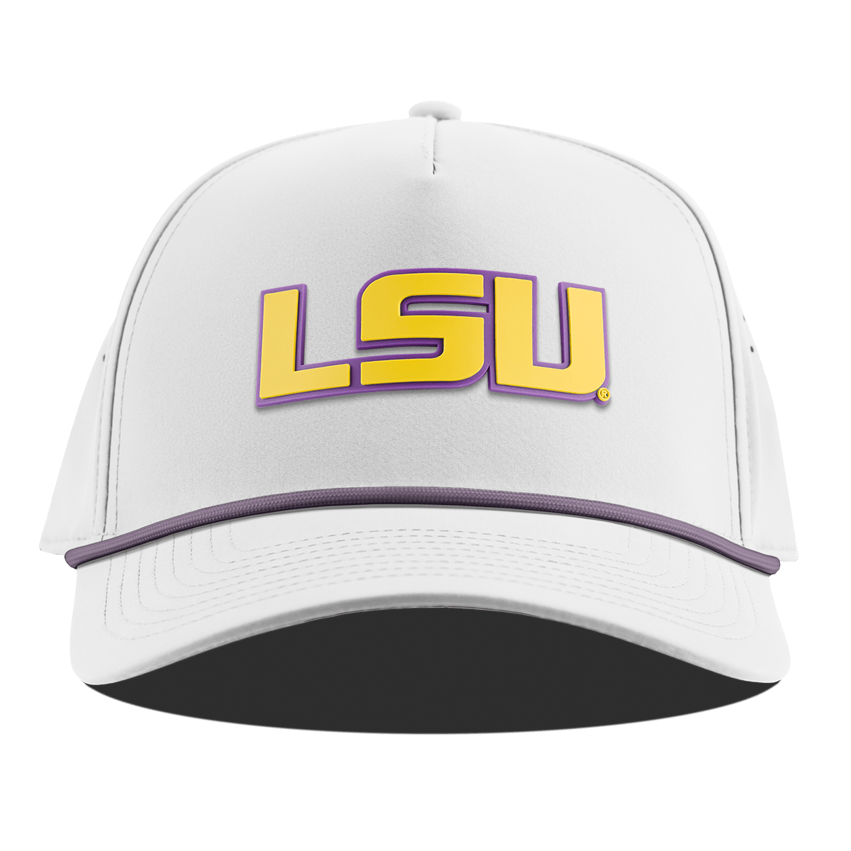 Louisiana State University "LSU Gold Block" Curved 5 Panel Rope White + Purple Rope