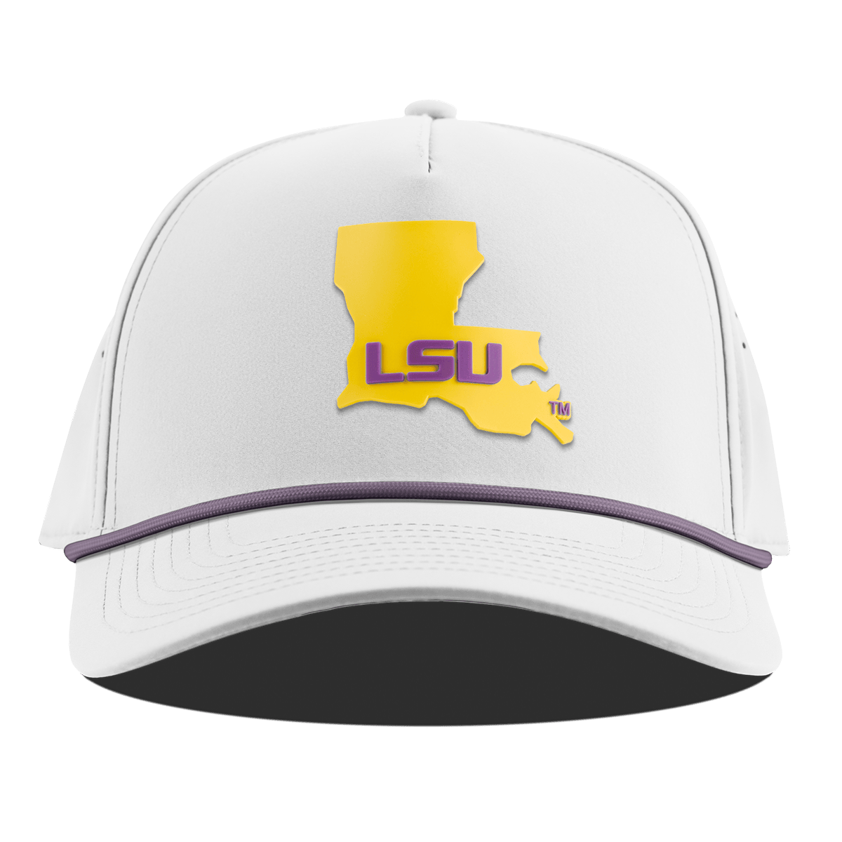 Louisiana State University "LSU Gold State" Curved 5 Panel Rope White + Purple Rope