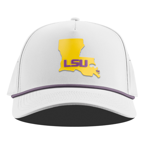Louisiana State University "LSU Gold State" Curved 5 Panel Rope White + Purple Rope
