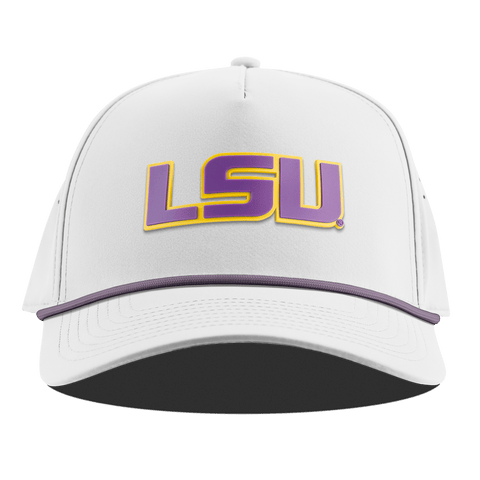 Louisiana State University "LSU Purple Block" Curved 5 Panel Rope White + Purple Rope