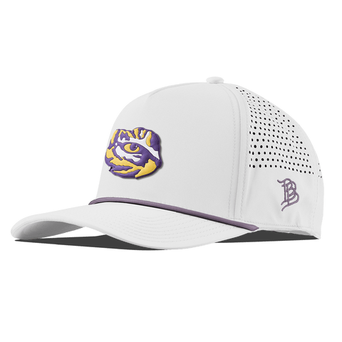 Louisiana State University "LSU Tiger Team Logo" Curved 5 Panel Rope White + Purple Rope