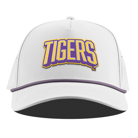 Louisiana State University "LSU Tigers Block" Curved 5 Panel Rope White + Purple Rope