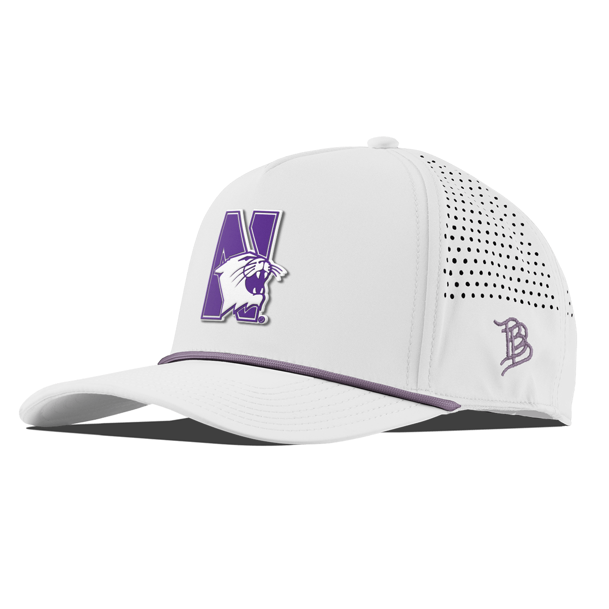 Northwestern University "Northwestern Block Logo" Curved 5 Panel Rope White + Purple Rope