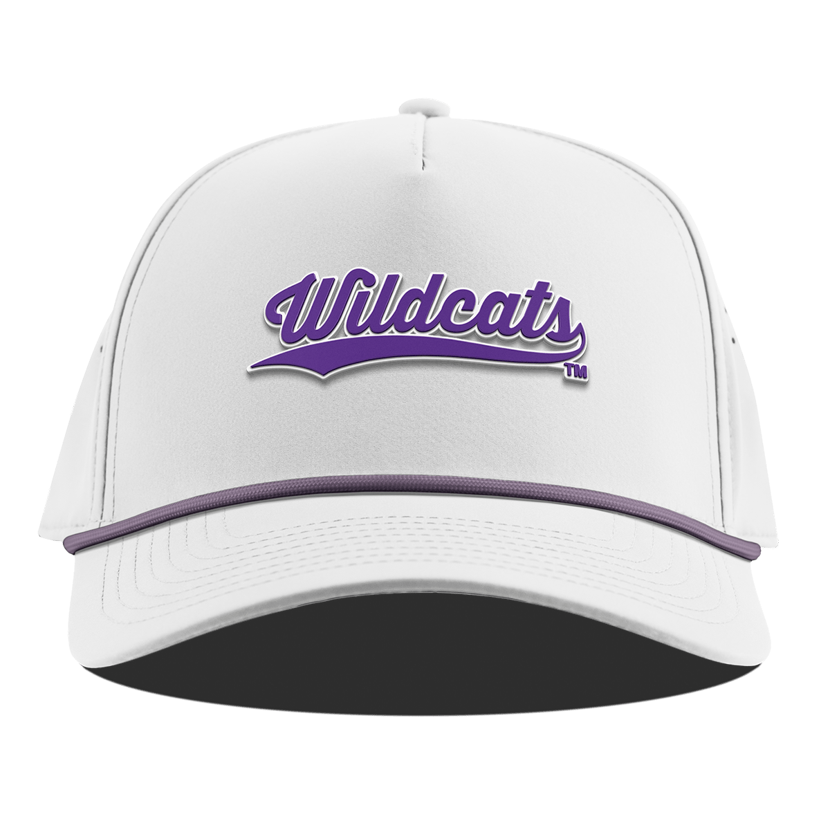 Northwestern University "Northwestern Wildcats Script" Curved 5 Panel Rope White + Purple Rope