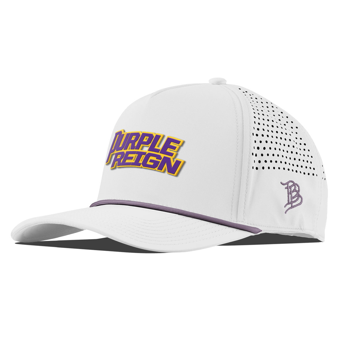 Louisiana State University "P Reign" Curved 5 Panel Rope White + Purple Rope