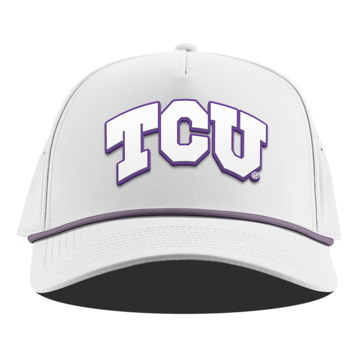 Texas Christian University "TCU Block" Curved 5 Panel Rope White + Purple Rope